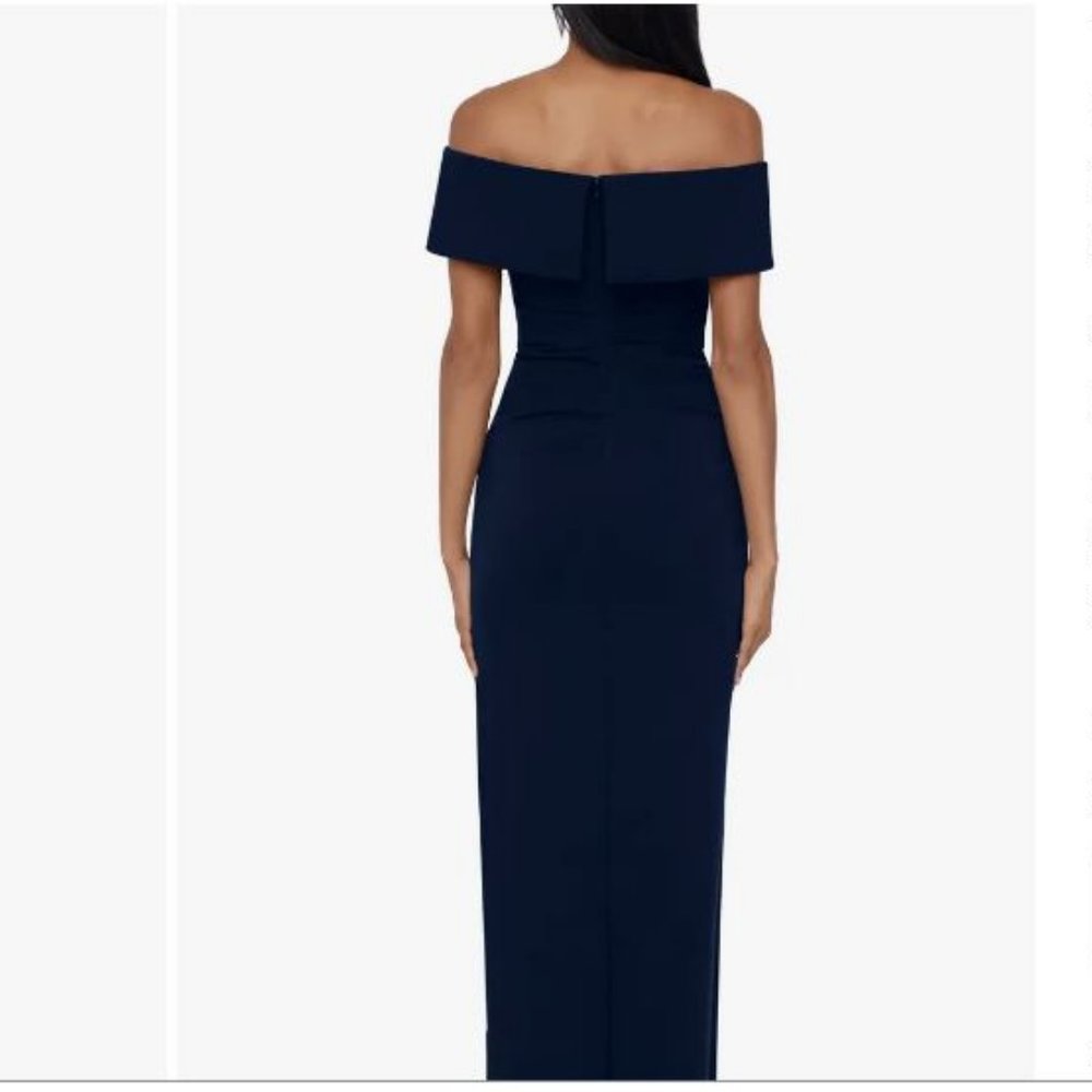 Xcape Off Shoulder Evening Wedding Gown Dress Navy Size 2 New NWT